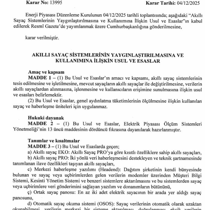 Akıllı Sayaçlar İçin Yeni Dönem Resmen Başladı